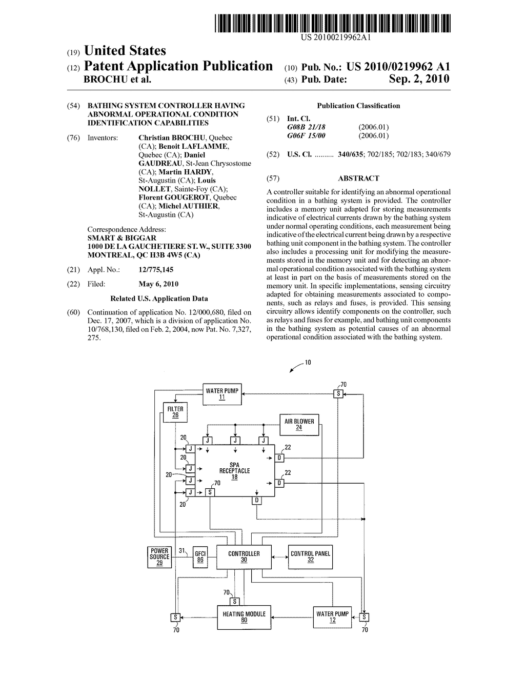 BATHING SYSTEM CONTROLLER HAVING ABNORMAL OPERATIONAL CONDITION IDENTIFICATION CAPABILITIES - diagram, schematic, and image 01