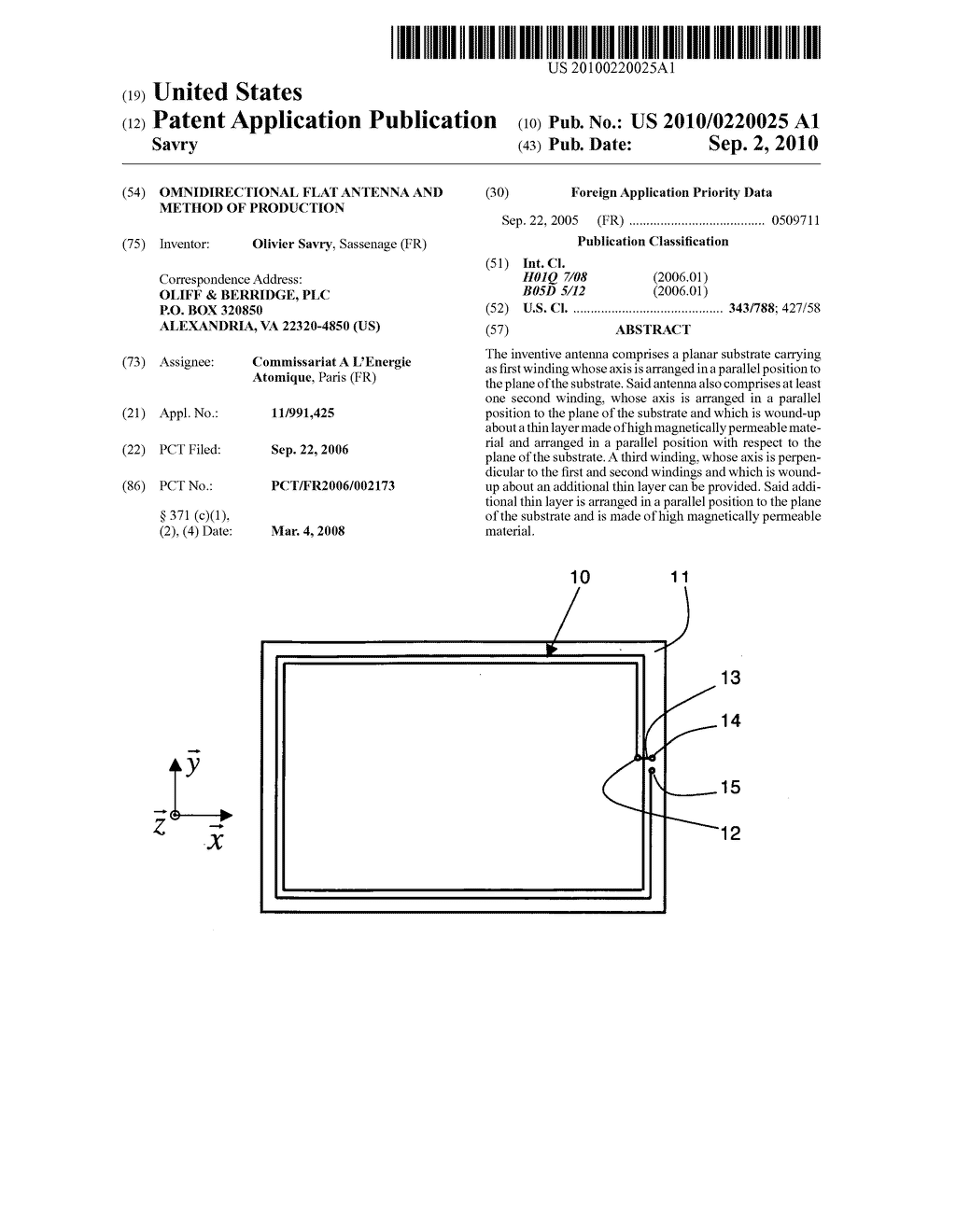 Omnidirectional flat antenna and method of production - diagram, schematic, and image 01