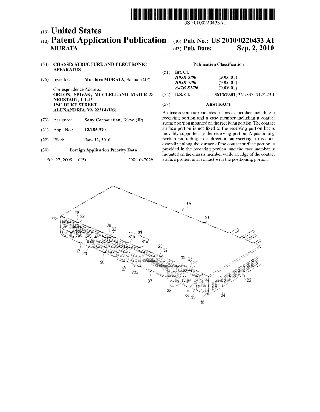 CHASSIS STRUCTURE AND ELECTRONIC APPARATUS - diagram, schematic, and image 01