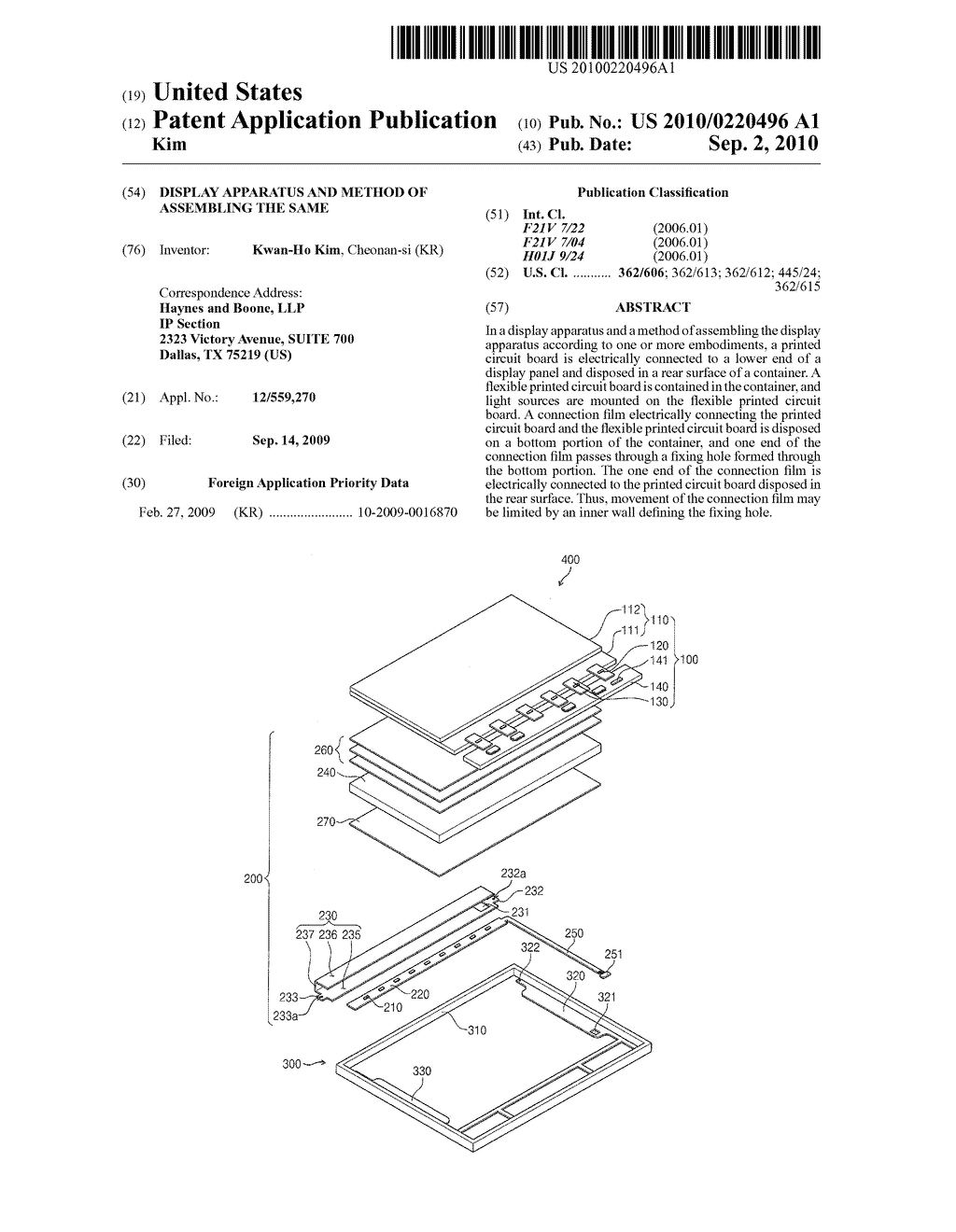 DISPLAY APPARATUS AND METHOD OF ASSEMBLING THE SAME - diagram, schematic, and image 01