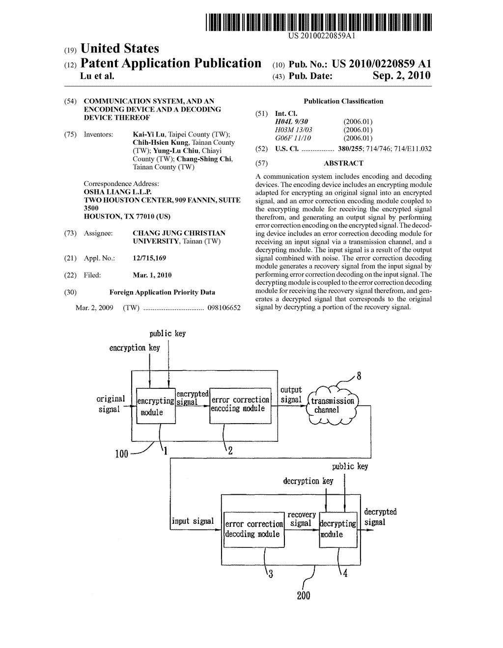 COMMUNICATION SYSTEM, AND AN ENCODING DEVICE AND A DECODING DEVICE THEREOF - diagram, schematic, and image 01