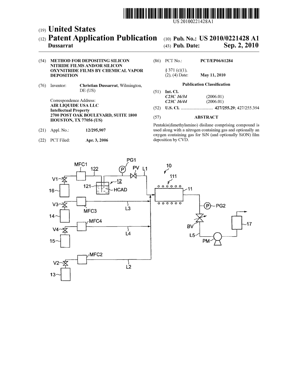 METHOD FOR DEPOSITING SILICON NITRIDE FILMS AND/OR SILICON OXYNITRIDE FILMS BY CHEMICAL VAPOR DEPOSITION - diagram, schematic, and image 01