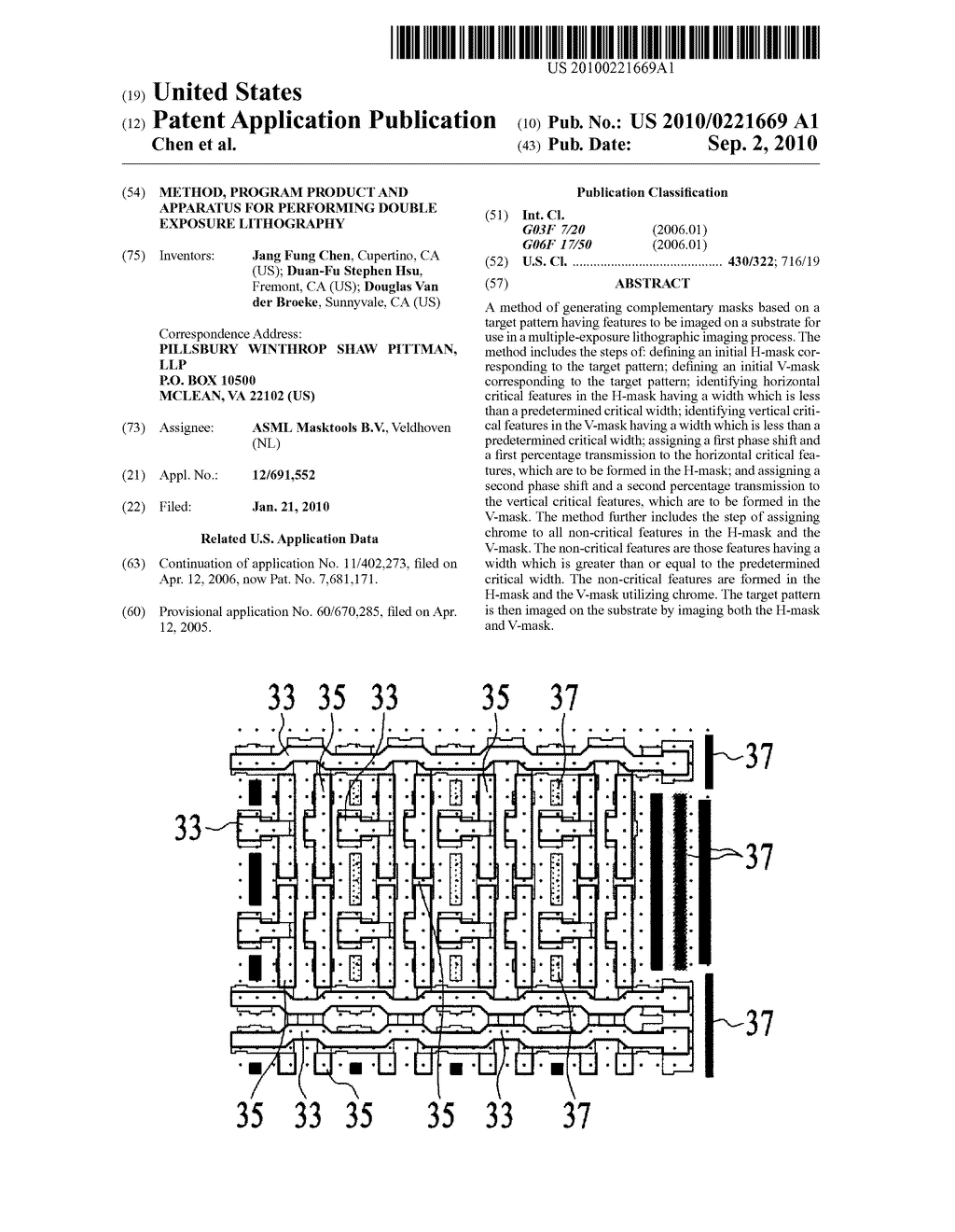 METHOD, PROGRAM PRODUCT AND APPARATUS FOR PERFORMING DOUBLE EXPOSURE LITHOGRAPHY - diagram, schematic, and image 01