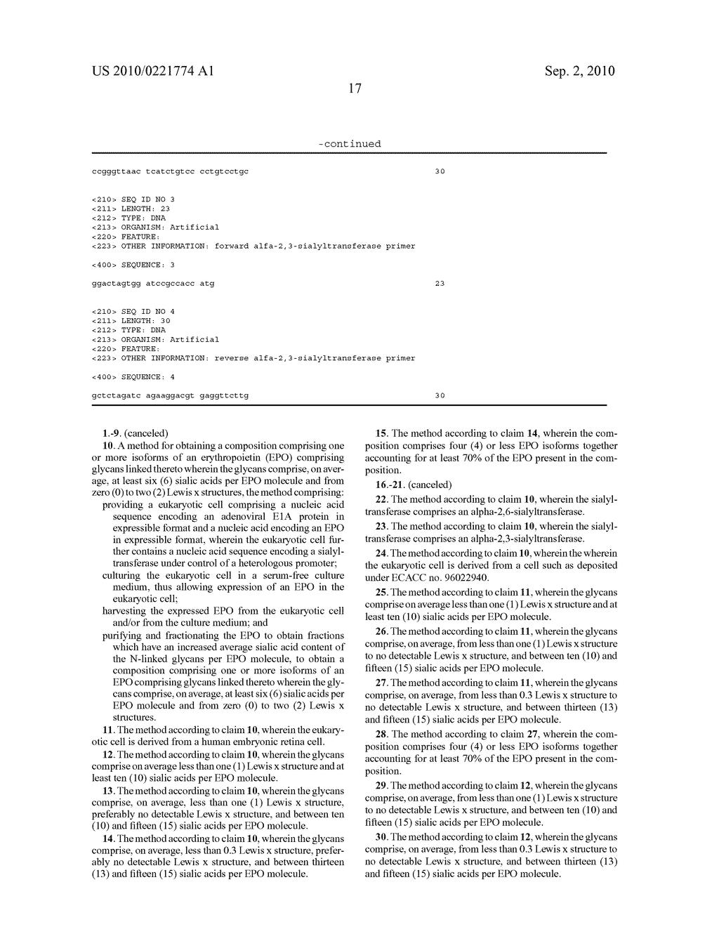 Methods to obtain recombinant proteins with increased sialylation from cells that express adenovirus E1A protein, and proteins obtained thereby - diagram, schematic, and image 31