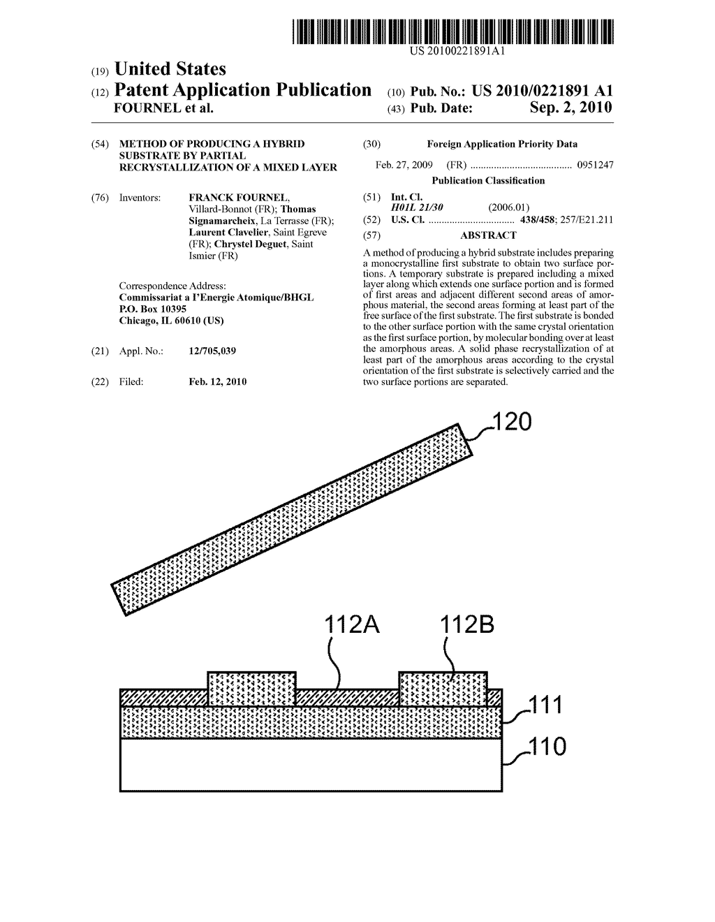 METHOD OF PRODUCING A HYBRID SUBSTRATE BY PARTIAL RECRYSTALLIZATION OF A MIXED LAYER - diagram, schematic, and image 01