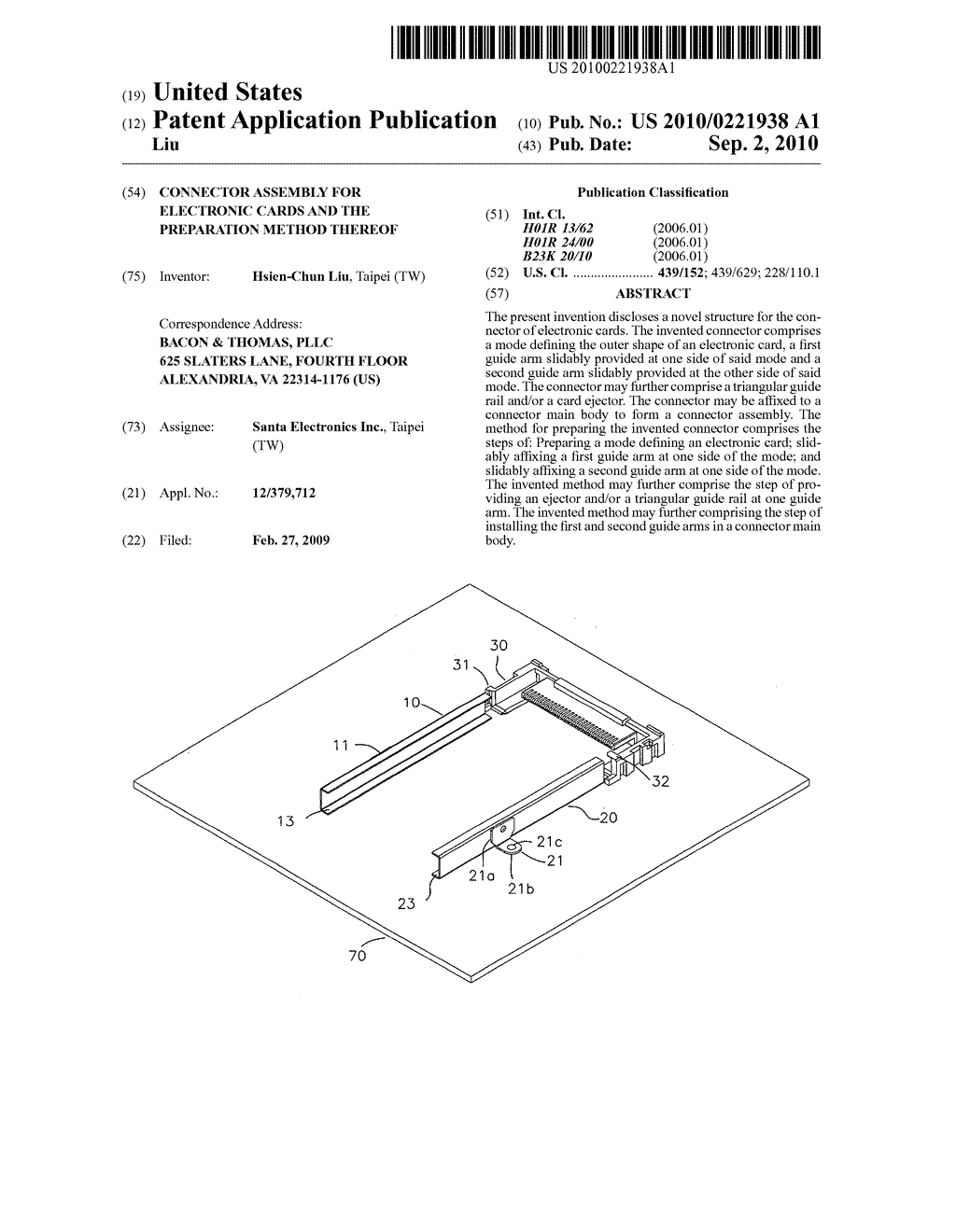 Connector assembly for electronic cards and the preparation method thereof - diagram, schematic, and image 01