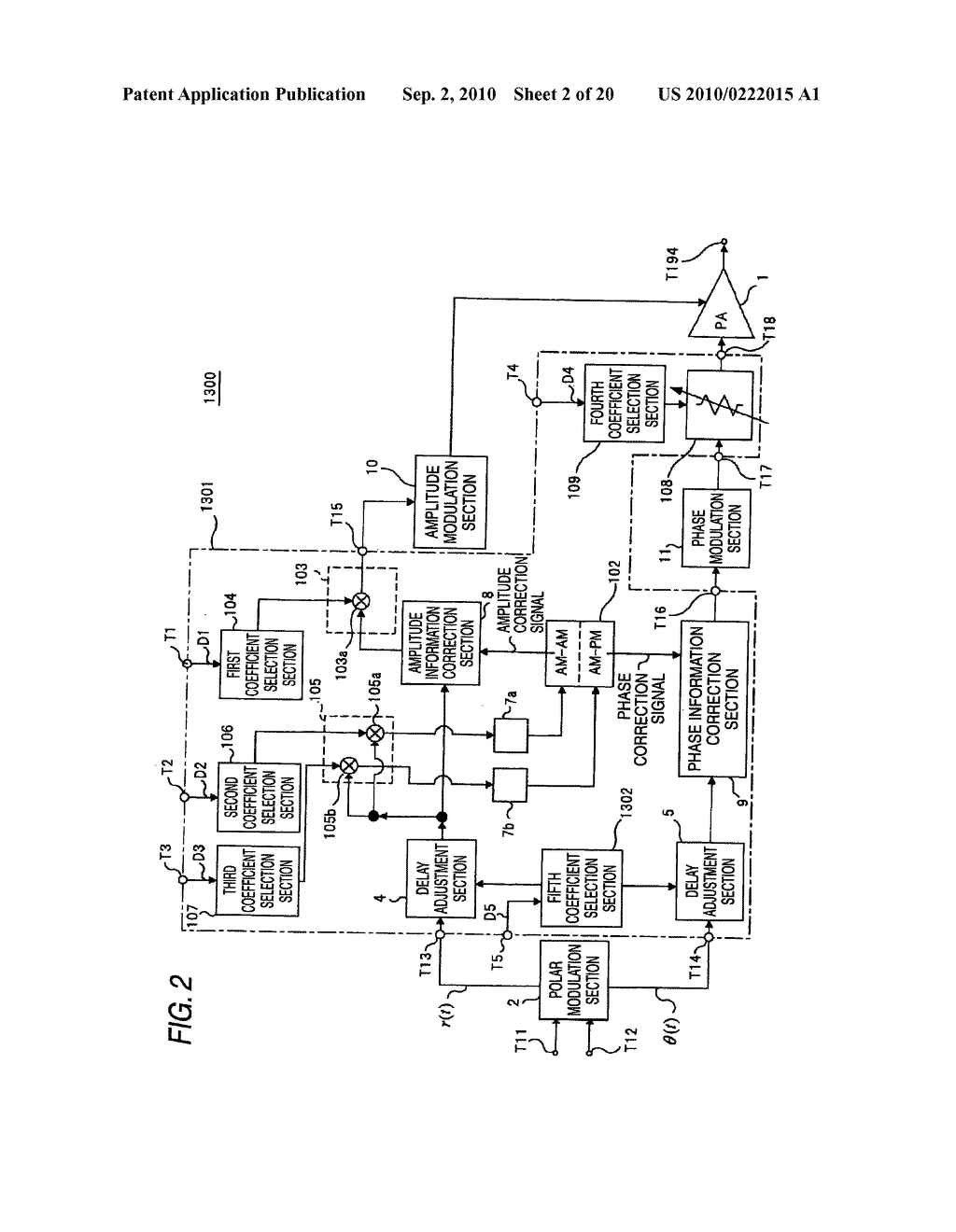 POLAR MODULATION TRANSMITTER, ADAPTIVE DISTORTION COMPENSATION PROCESSING SYSTEM, POLAR MODULATION TRANSMISSION METHOD, AND ADAPTIVE DISTORTION COMPENSATION PROCESSING METHOD - diagram, schematic, and image 03