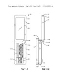 HANDHELD ELECTRONIC DEVICE HAVING TWO DEVICE MEMBERS SLIDABLE RELATIVE TO A BRIDGE diagram and image