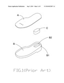 Shoe sole with ventilation diagram and image