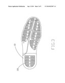 Shoe sole with ventilation diagram and image
