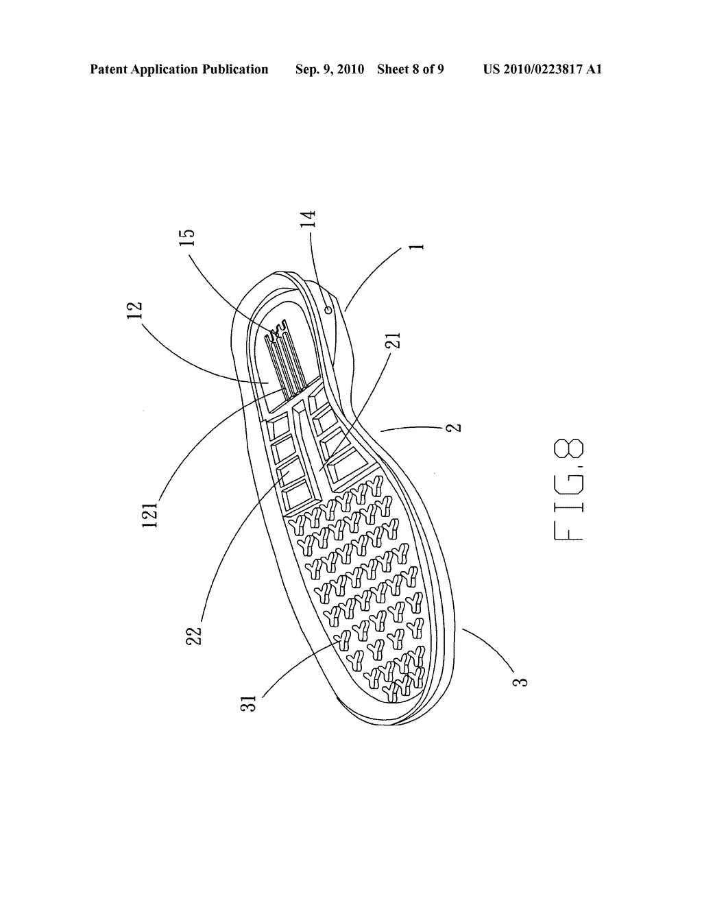 Shoe sole with ventilation - diagram, schematic, and image 09