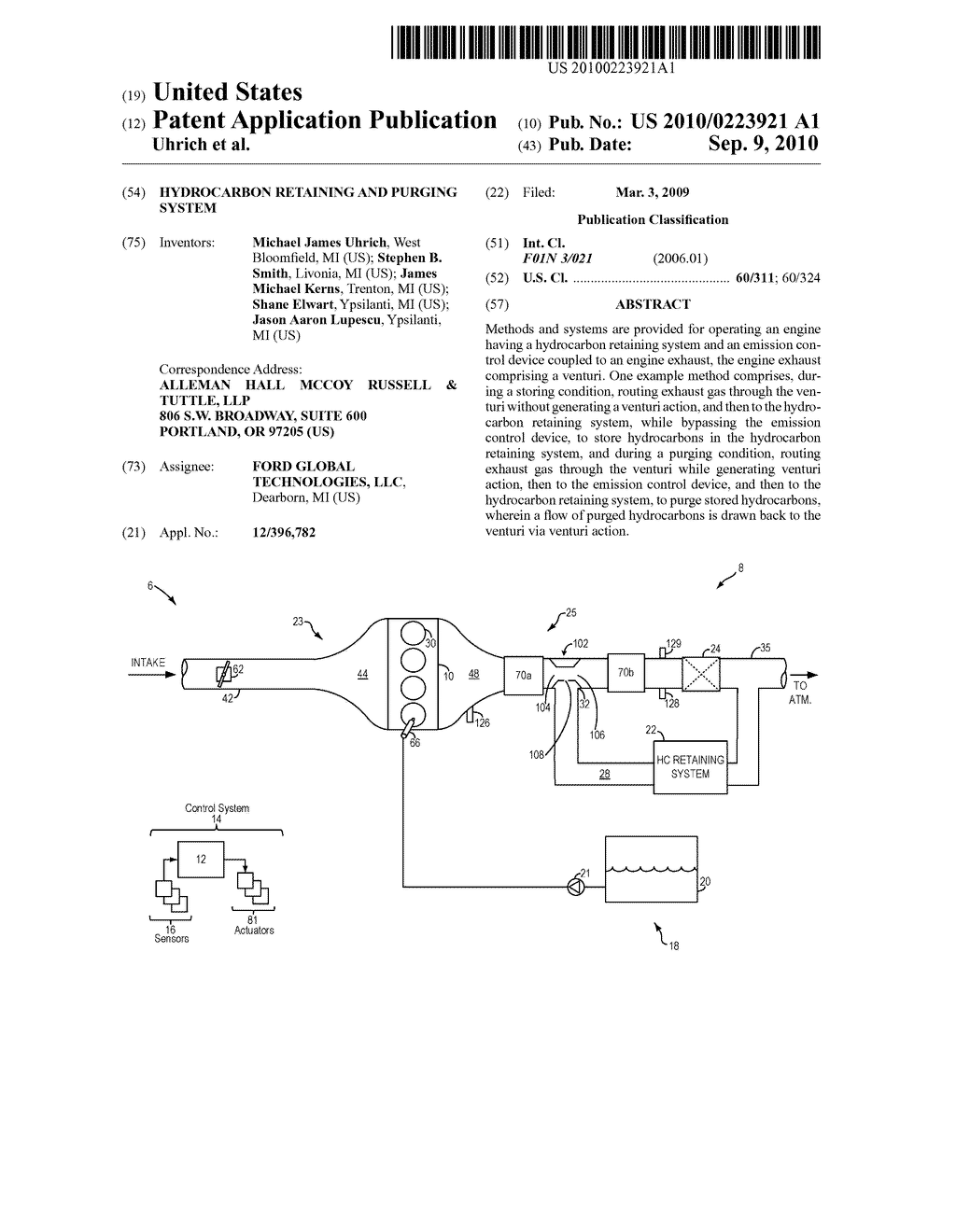 HYDROCARBON RETAINING AND PURGING SYSTEM - diagram, schematic, and image 01