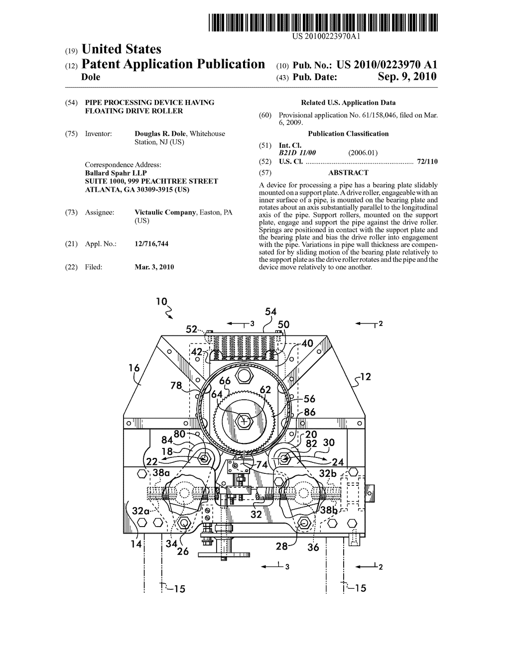 Pipe Processing Device Having Floating Drive Roller - diagram, schematic, and image 01