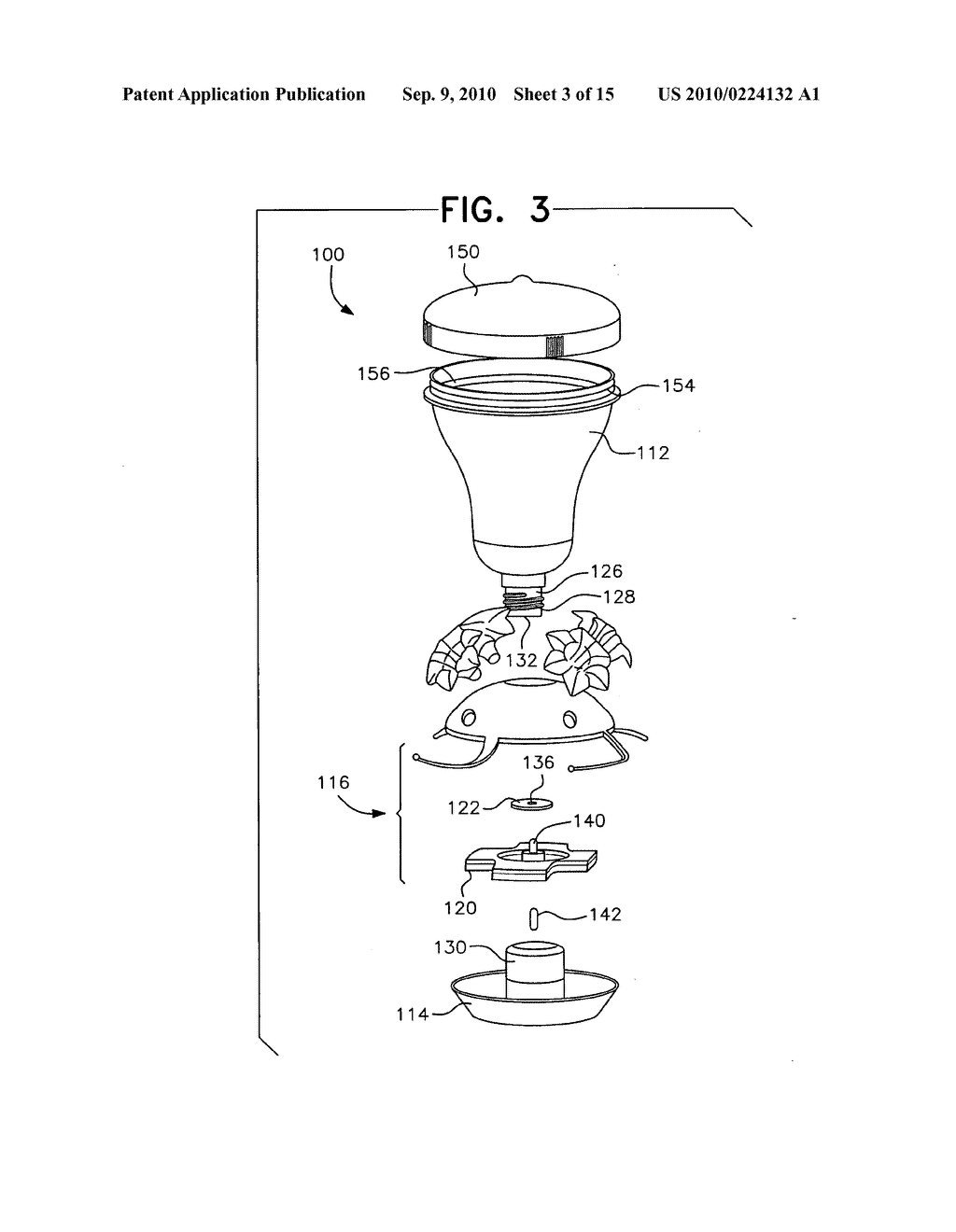 Top-fill hummingbird feeder with float valve base closure mechanism - diagram, schematic, and image 04