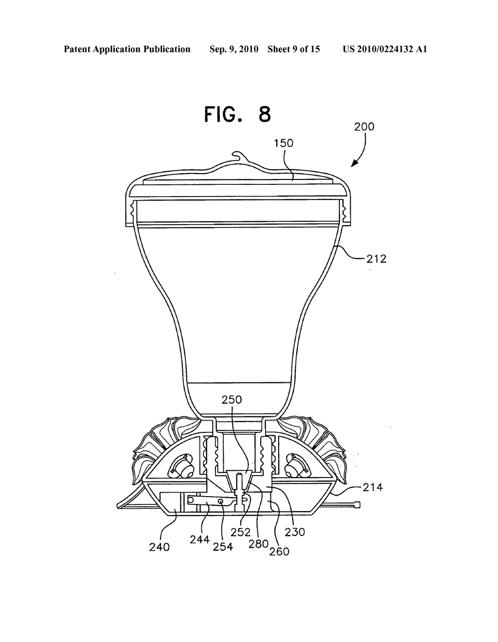 Top-fill hummingbird feeder with float valve base closure mechanism - diagram, schematic, and image 10