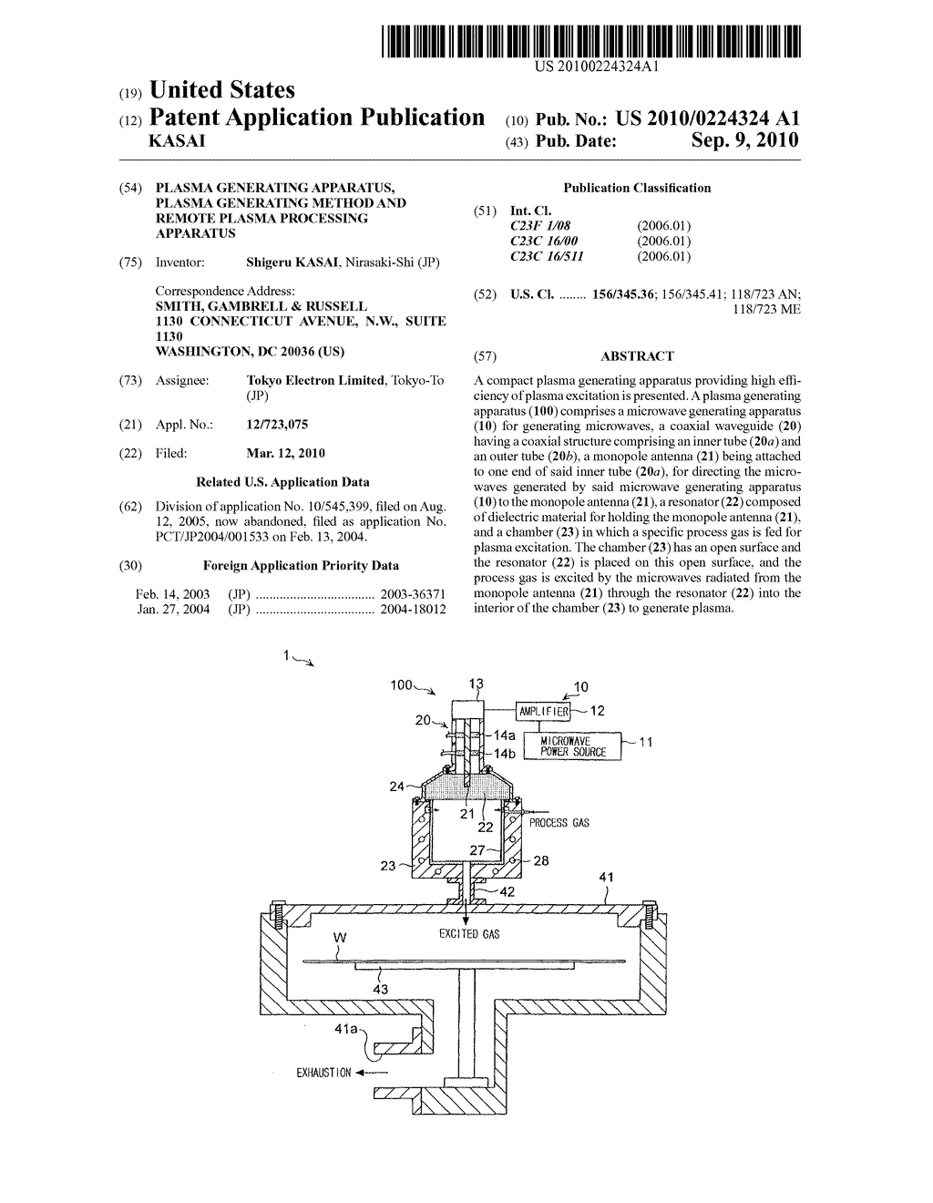 PLASMA GENERATING APPARATUS, PLASMA GENERATING METHOD AND REMOTE PLASMA PROCESSING APPARATUS - diagram, schematic, and image 01