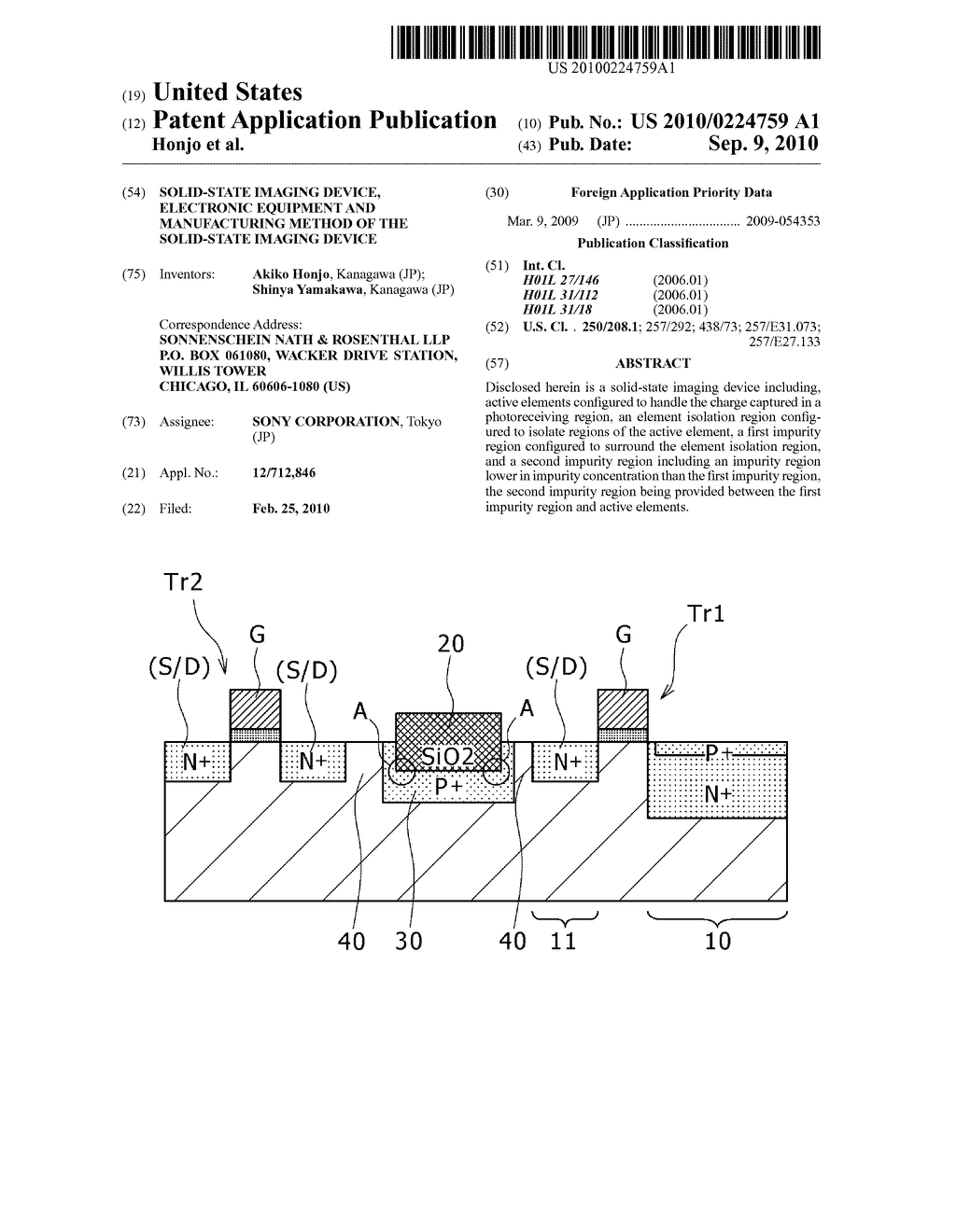 SOLID-STATE IMAGING DEVICE, ELECTRONIC EQUIPMENT AND MANUFACTURING METHOD OF THE SOLID-STATE IMAGING DEVICE - diagram, schematic, and image 01