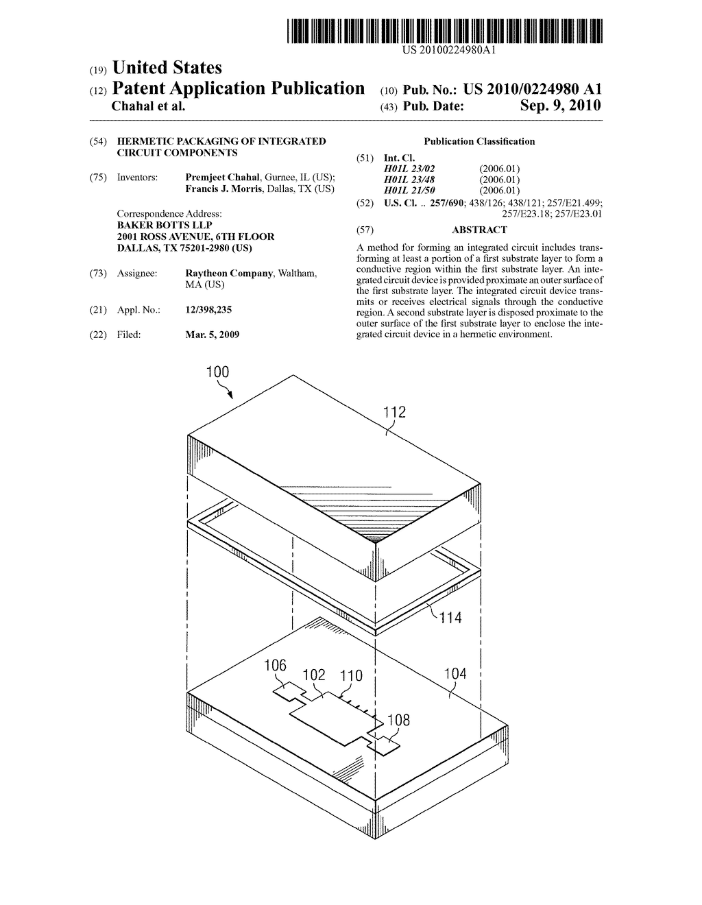 HERMETIC PACKAGING OF INTEGRATED CIRCUIT COMPONENTS - diagram, schematic, and image 01