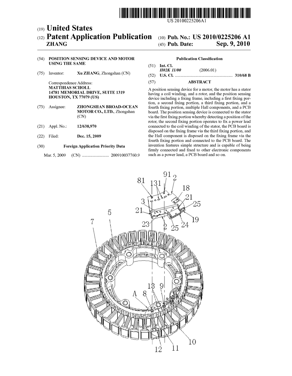 POSITION SENSING DEVICE AND MOTOR USING THE SAME - diagram, schematic, and image 01