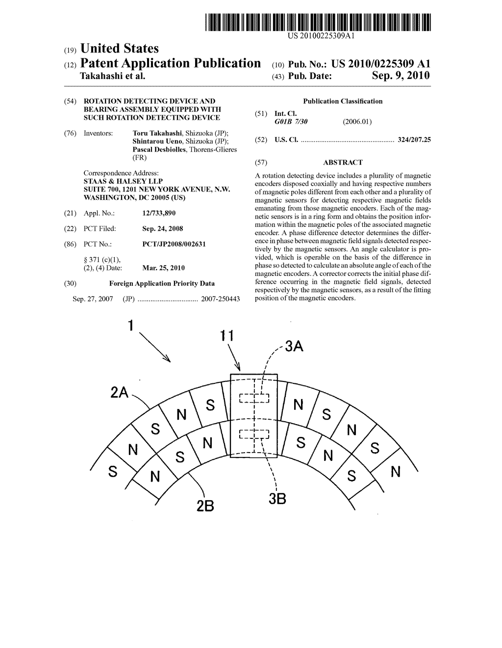 ROTATION DETECTING DEVICE AND BEARING ASSEMBLY EQUIPPED WITH SUCH ROTATION DETECTING DEVICE - diagram, schematic, and image 01