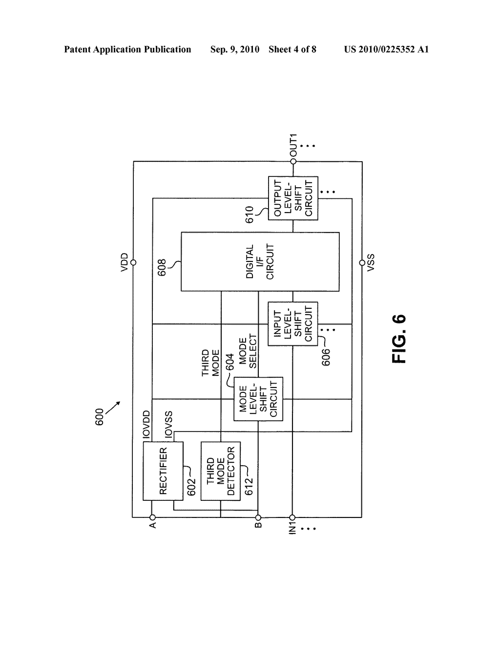 Integrated circuit with pin-selectable mode of operation and level-shift functionality and related apparatus, system, and method - diagram, schematic, and image 05