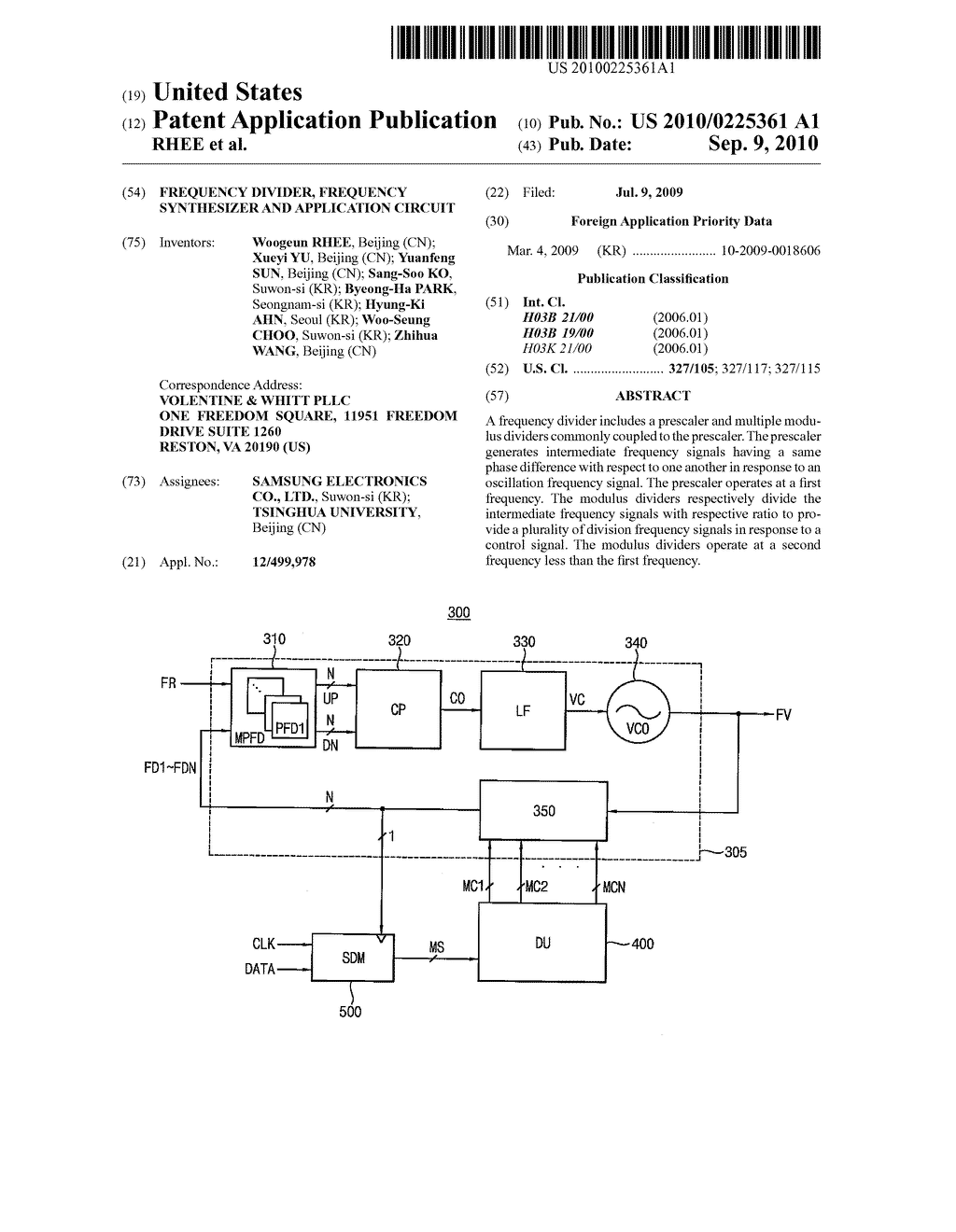 FREQUENCY DIVIDER, FREQUENCY SYNTHESIZER AND APPLICATION CIRCUIT - diagram, schematic, and image 01