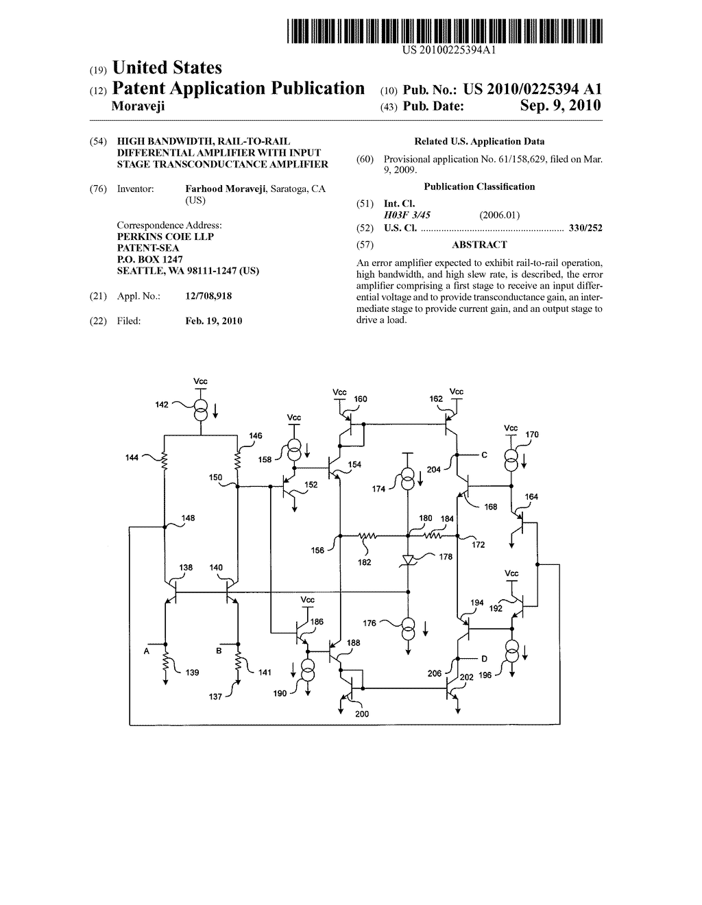 HIGH BANDWIDTH, RAIL-TO-RAIL DIFFERENTIAL AMPLIFIER WITH INPUT STAGE TRANSCONDUCTANCE AMPLIFIER - diagram, schematic, and image 01