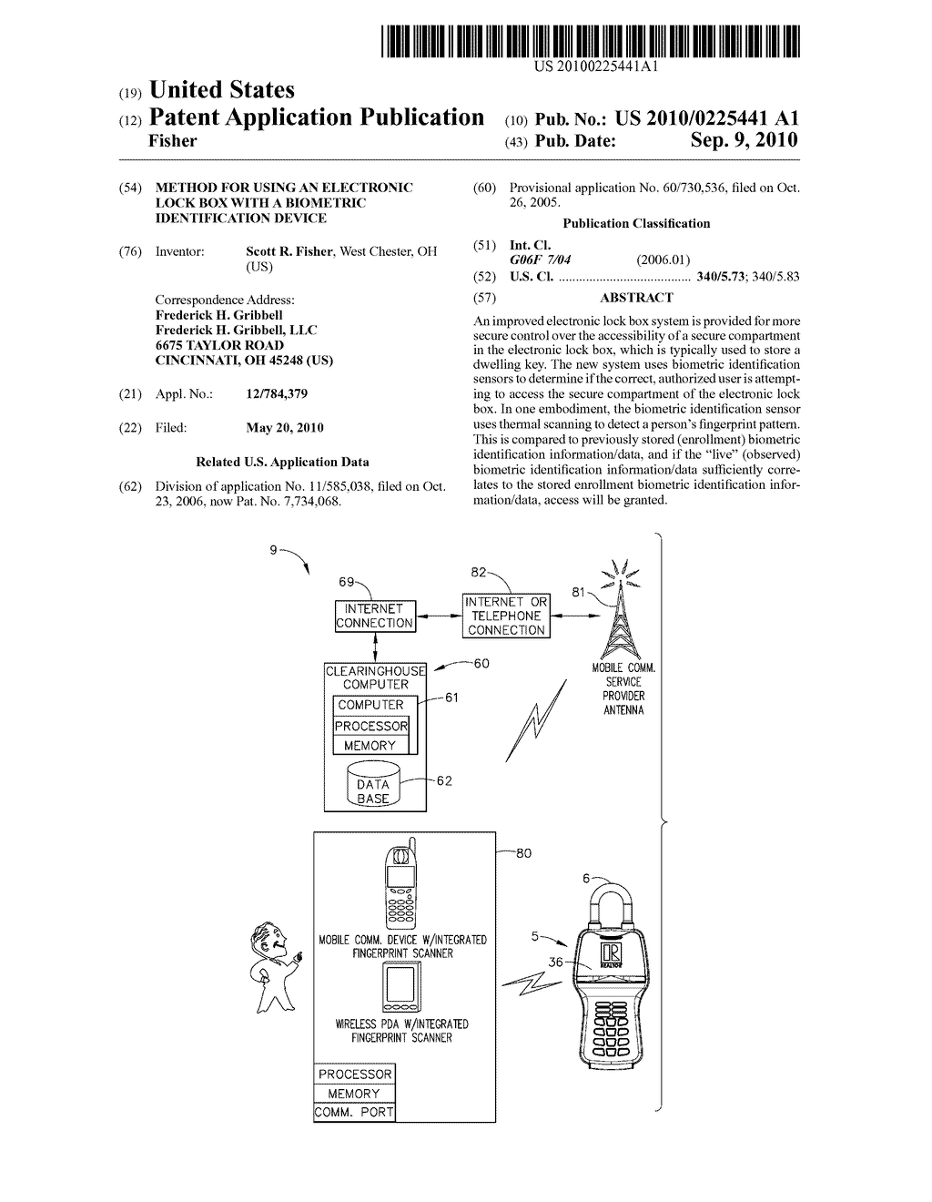 METHOD FOR USING AN ELECTRONIC LOCK BOX WITH A BIOMETRIC IDENTIFICATION DEVICE - diagram, schematic, and image 01