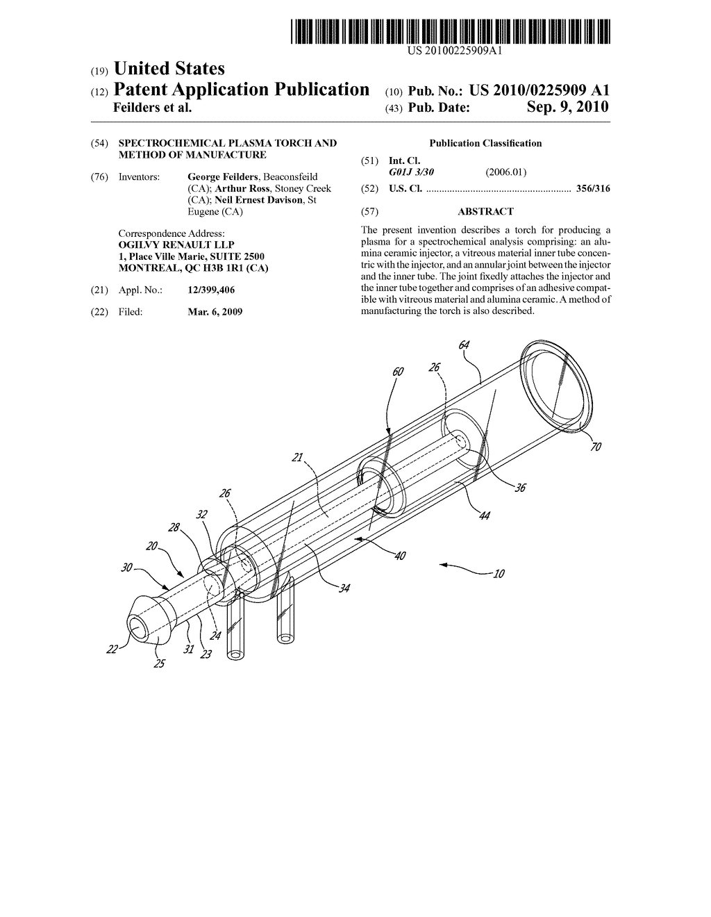 SPECTROCHEMICAL PLASMA TORCH AND METHOD OF MANUFACTURE - diagram, schematic, and image 01