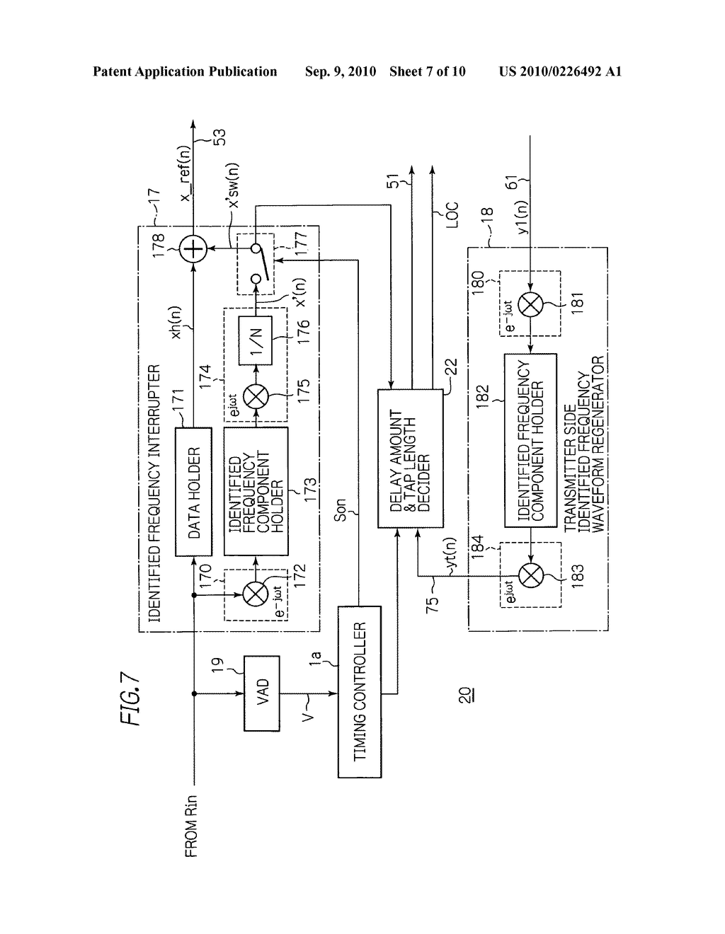 Echo canceller canceling an echo according to timings of producing and detecting an identified frequency component signal - diagram, schematic, and image 08