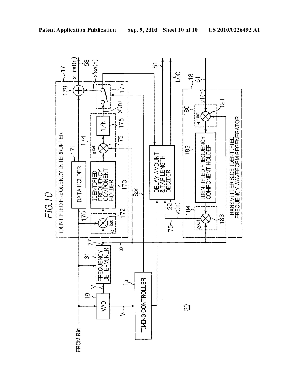 Echo canceller canceling an echo according to timings of producing and detecting an identified frequency component signal - diagram, schematic, and image 11