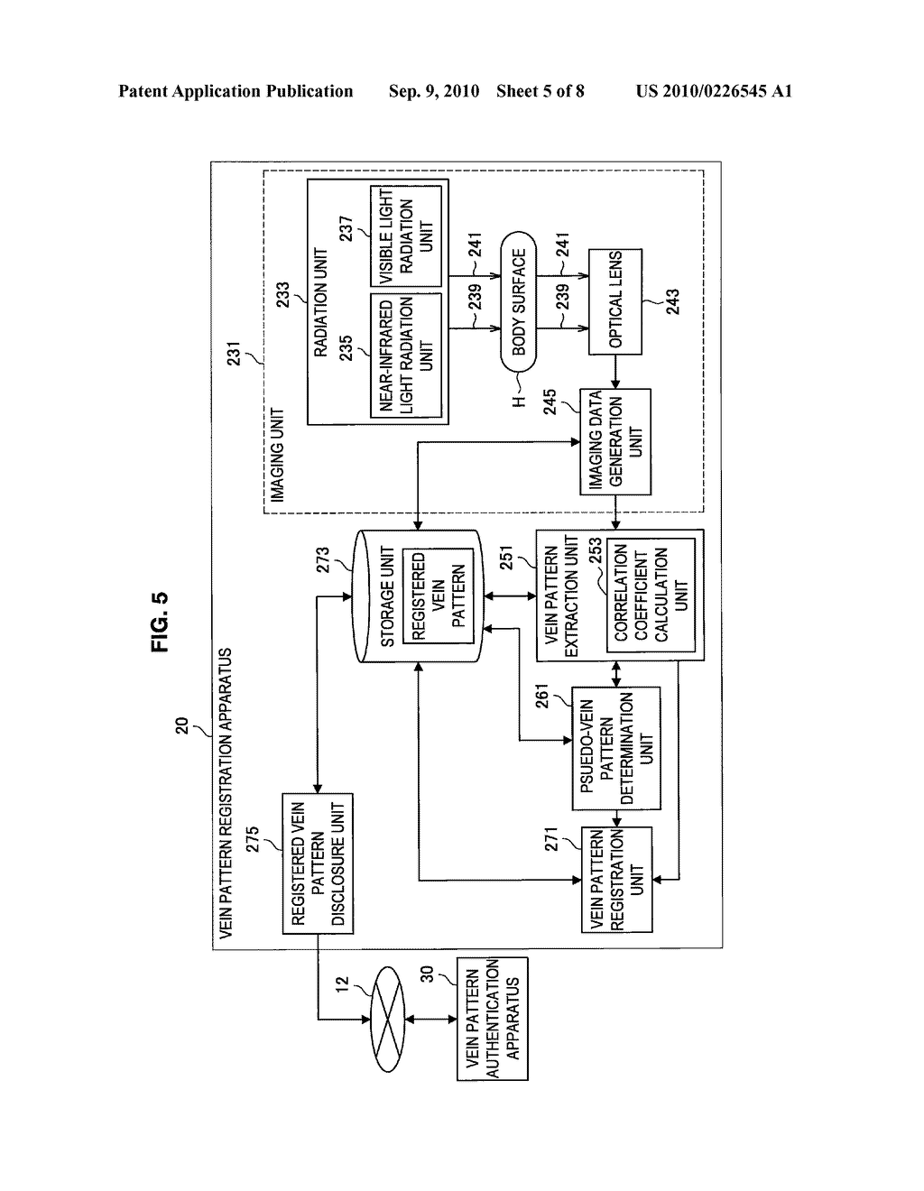 VEIN PATTERN MANAGEMENT SYSTEM, VEIN PATTERN REGISTRATION APPARATUS, VEIN PATTERN AUTHENTICATION APPARATUS, VEIN PATTERN REGISTRATION METHOD, VEIN PATTERN AUTHENTICATION METHOD, PROGRAM, AND VEIN DATA CONFIGURATION - diagram, schematic, and image 06