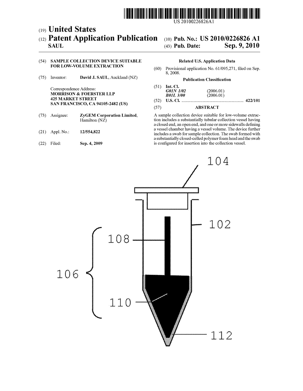 SAMPLE COLLECTION DEVICE SUITABLE FOR LOW-VOLUME EXTRACTION - diagram, schematic, and image 01