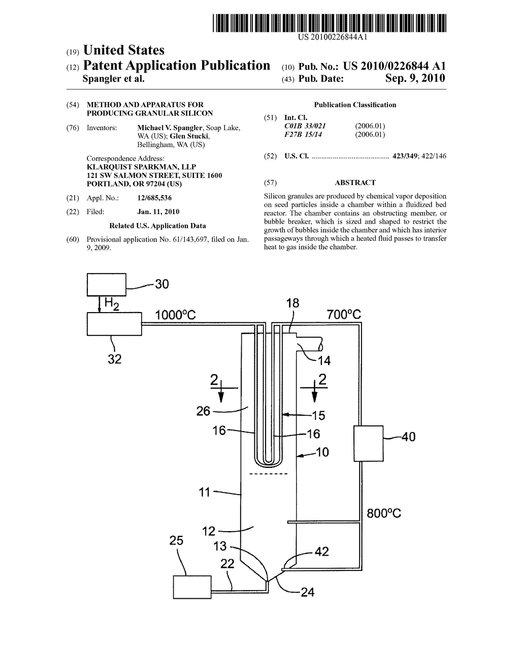 METHOD AND APPARATUS FOR PRODUCING GRANULAR SILICON - diagram, schematic, and image 01