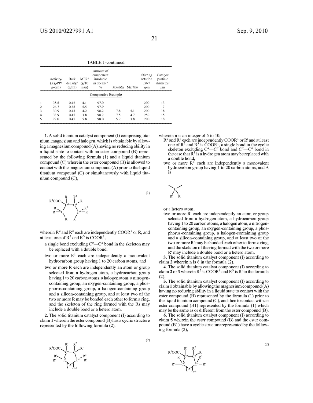 SOLID TITANIUM CATALYST COMPONENT, CATALIST FOR OLEFIN POLYMERIZATION AND PROCESS FOR POLYMERIZING OLEFIN - diagram, schematic, and image 22