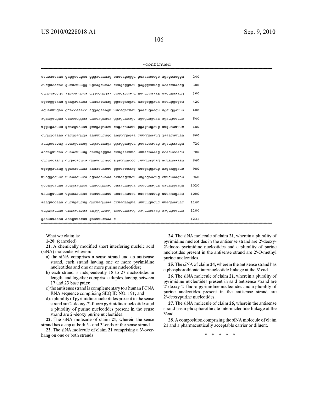 RNA INTERFERENCE MEDIATED INHIBITION OF PROLIFERATING CELL NUCLEAR ANTIGEN (PCNA) GENE EXPRESSION USING SHORT INTERFERING NUCLEIC ACID (siNA) - diagram, schematic, and image 132