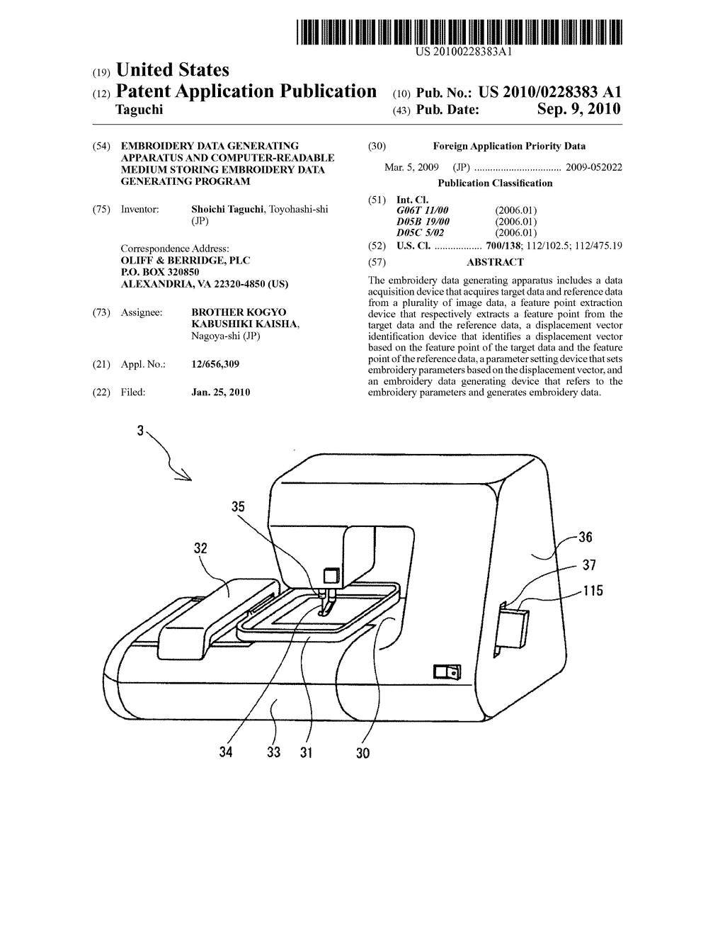 Embroidery data generating apparatus and computer-readable medium storing embroidery data generating program - diagram, schematic, and image 01