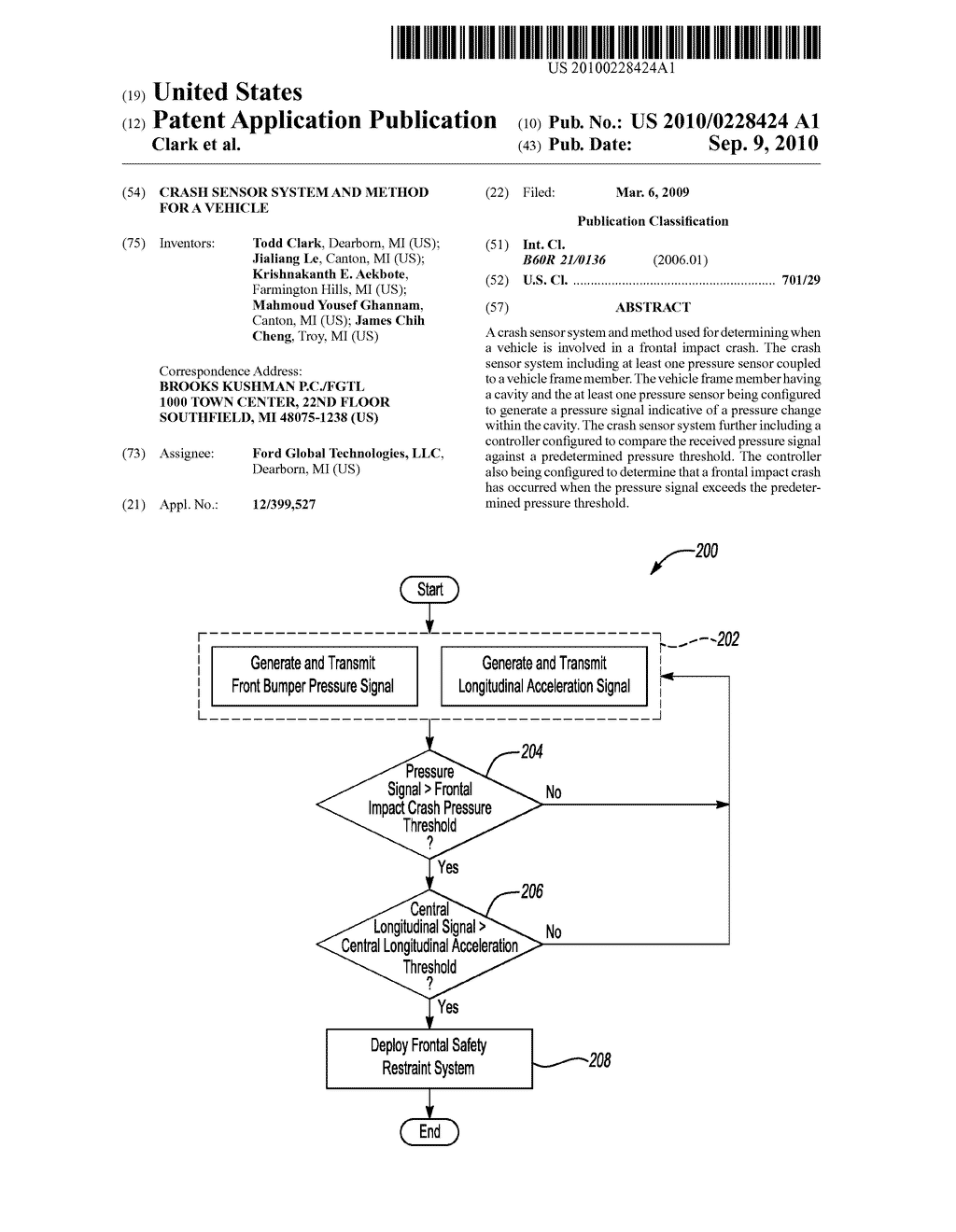 CRASH SENSOR SYSTEM AND METHOD FOR A VEHICLE - diagram, schematic, and image 01