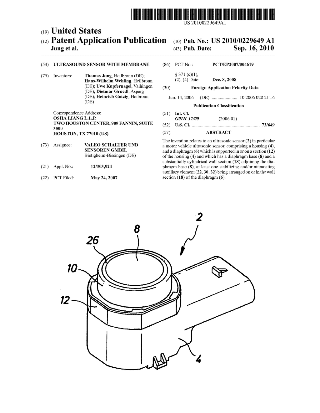 ULTRASOUND SENSOR WITH MEMBRANE - diagram, schematic, and image 01