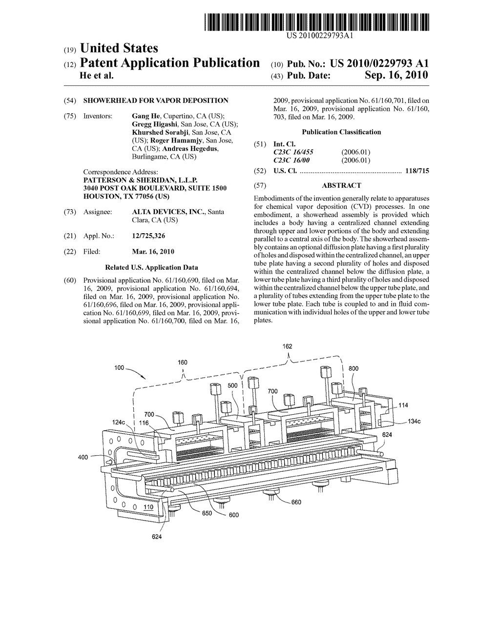 SHOWERHEAD FOR VAPOR DEPOSITION - diagram, schematic, and image 01