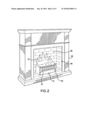 Screenless simulated flame projection system diagram and image