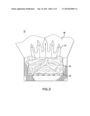 Screenless simulated flame projection system diagram and image