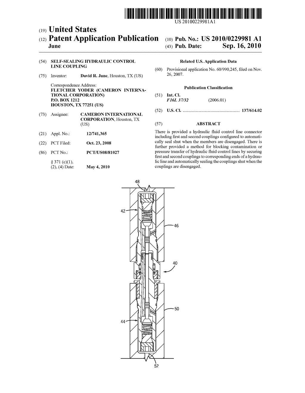 SELF-SEALING HYDRAULIC CONTROL LINE COUPLING - diagram, schematic, and image 01