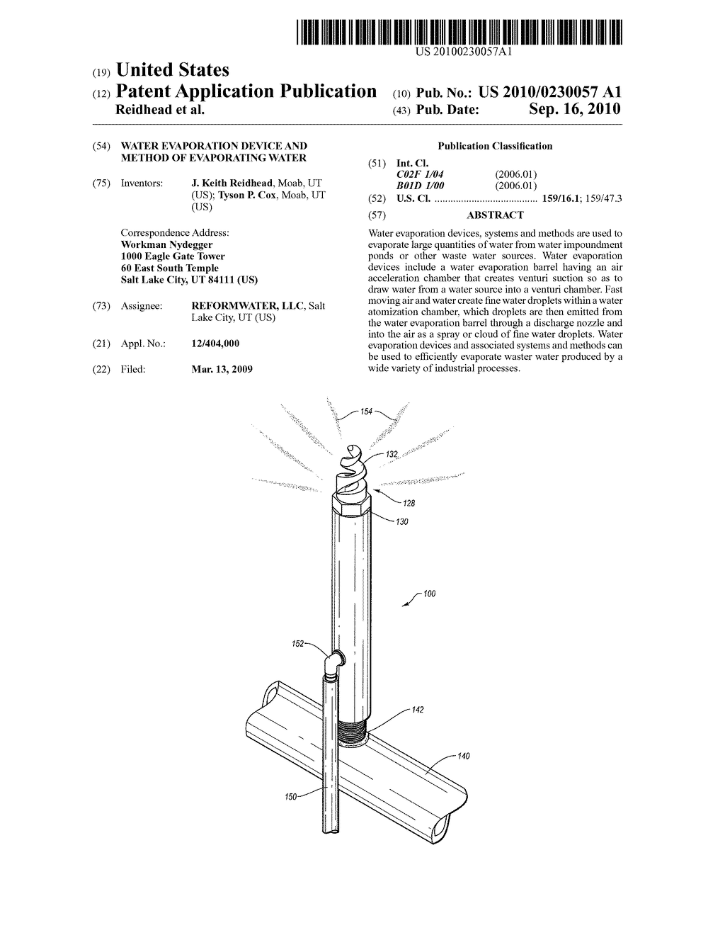 WATER EVAPORATION DEVICE AND METHOD OF EVAPORATING WATER - diagram, schematic, and image 01