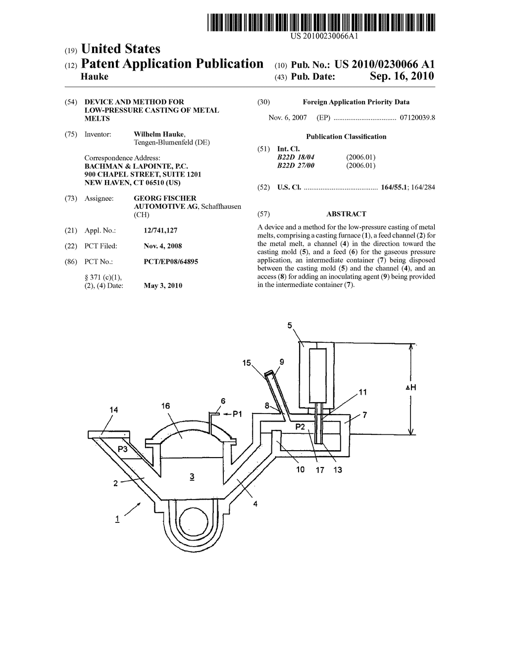 DEVICE AND METHOD FOR LOW-PRESSURE CASTING OF METAL MELTS - diagram, schematic, and image 01