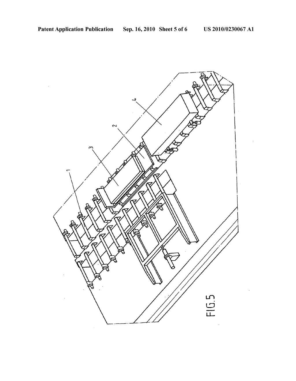 Device for keeping warn slabs emerging from a continuous casting installation - diagram, schematic, and image 06