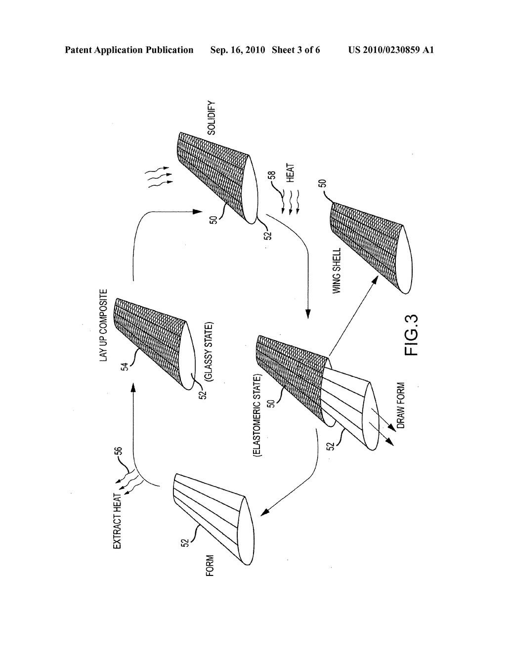 METHOD OF MANUFACTURE OF ONE-PIECE COMPOSITE PARTS WITH A POLYMER FORM THAT TRANSITIONS BETWEEN ITS GLASSY AND ELASTOMERIC STATES - diagram, schematic, and image 04