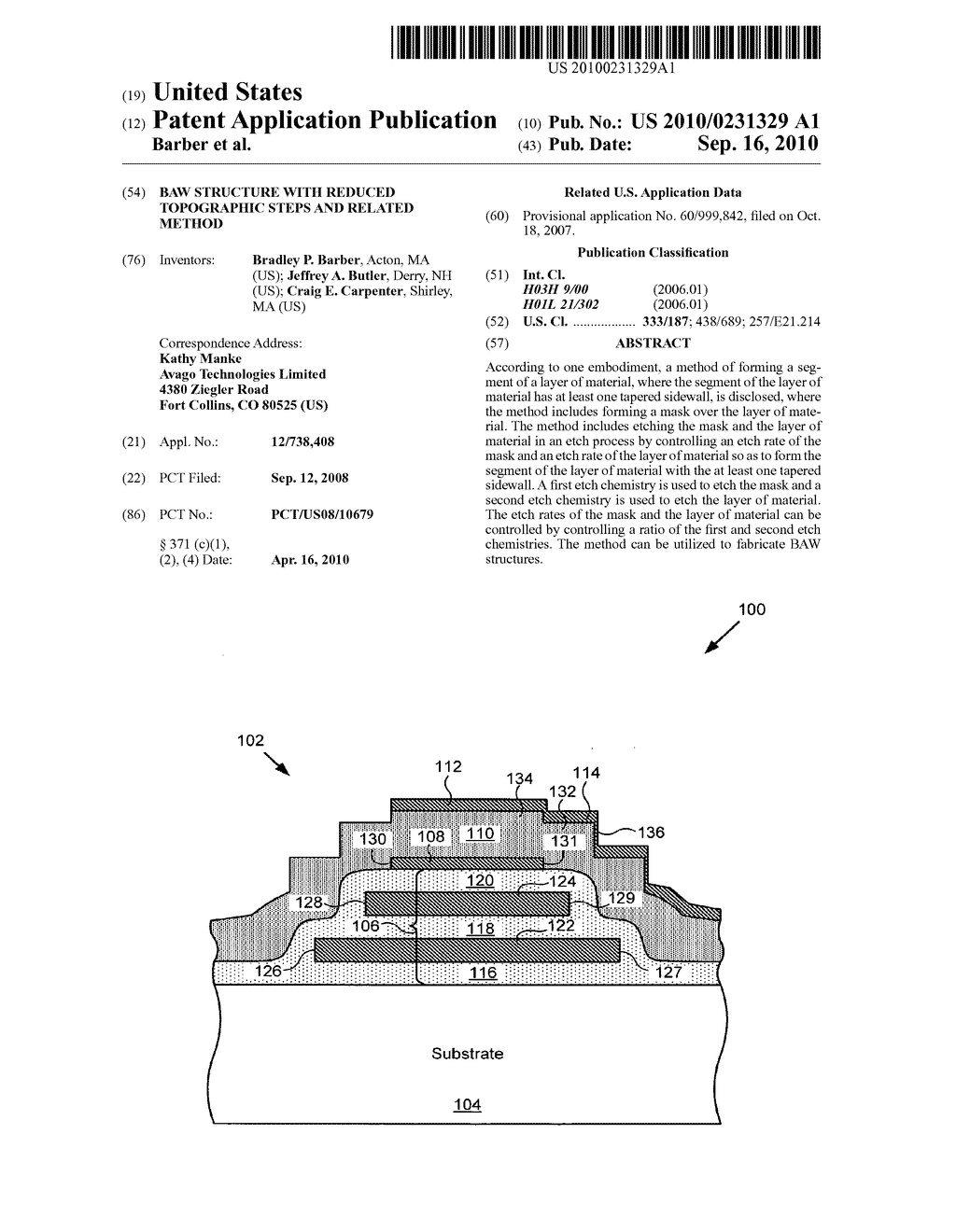 BAW STRUCTURE WITH REDUCED TOPOGRAPHIC STEPS AND RELATED METHOD - diagram, schematic, and image 01