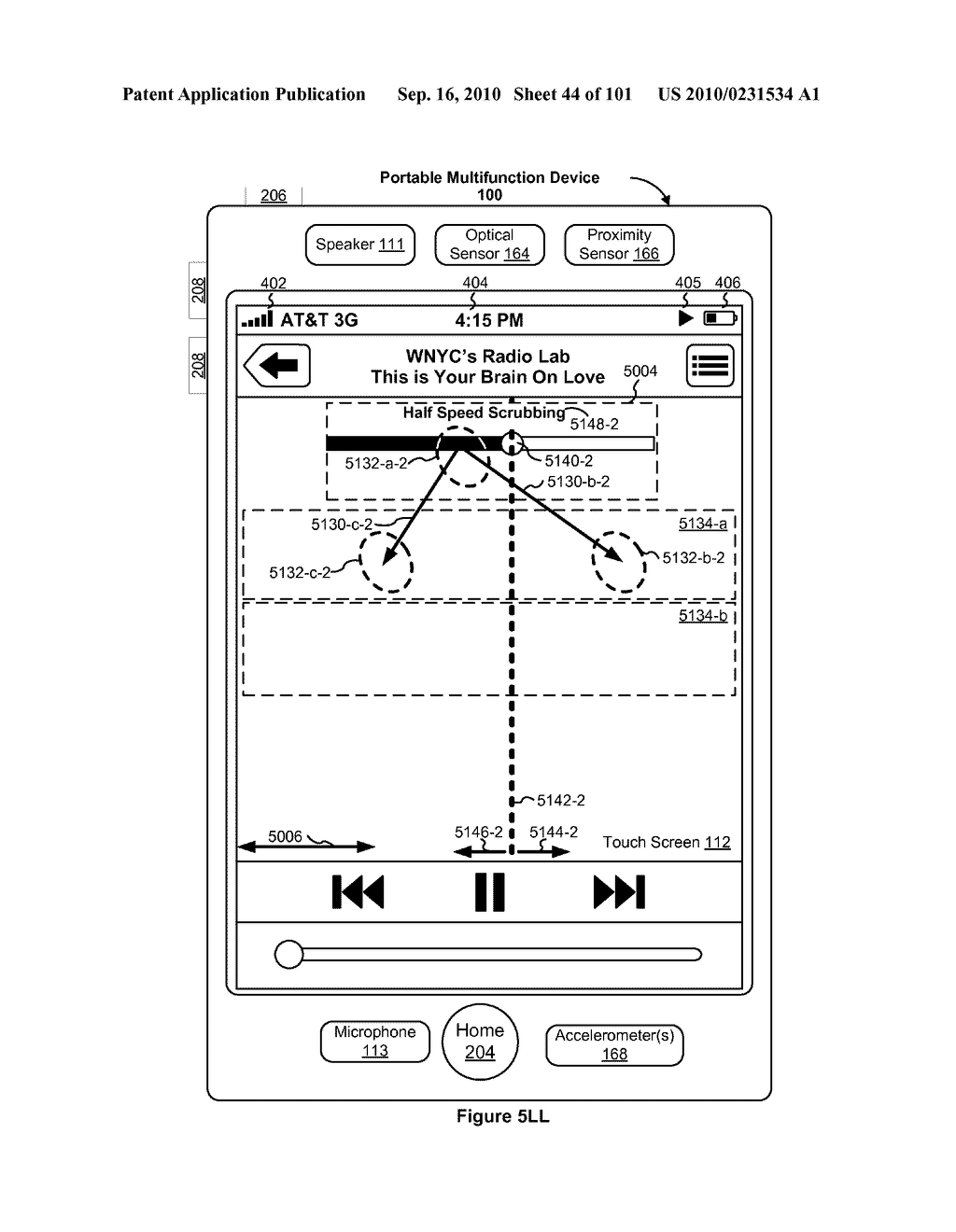 Device, Method, and Graphical User Interface for Moving a Current Position in Content at a Variable Scrubbing Rate - diagram, schematic, and image 45