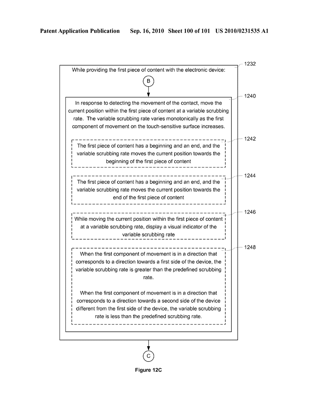 Device, Method, and Graphical User Interface for Moving a Current Position in Content at a Variable Scrubbing Rate - diagram, schematic, and image 101